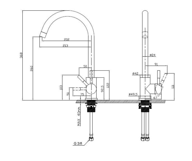 Pure.Sink Elite Steel Stream køkkenarmatur rustfrit stål PS8044-02