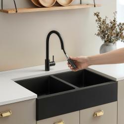 Pure.Sink Elite Steel Stream-S køkkenarmatur Mat sort med udtrækbar tud PS8045-10