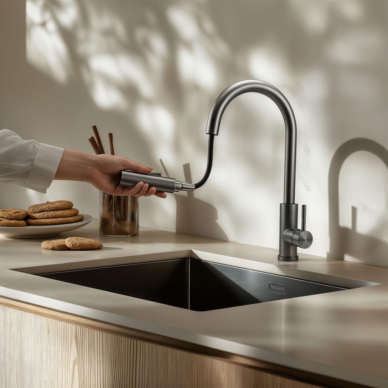 Pure.Sink Elite Steel Stream-S køkkenarmatur PVD Gun metal med udtrækbar tud PS8045-61
