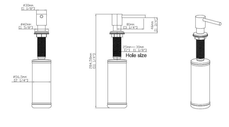 Pure.Sink Elite Steel Shine indbygget zeepdispenser PVD Gun Metal PS9010-61