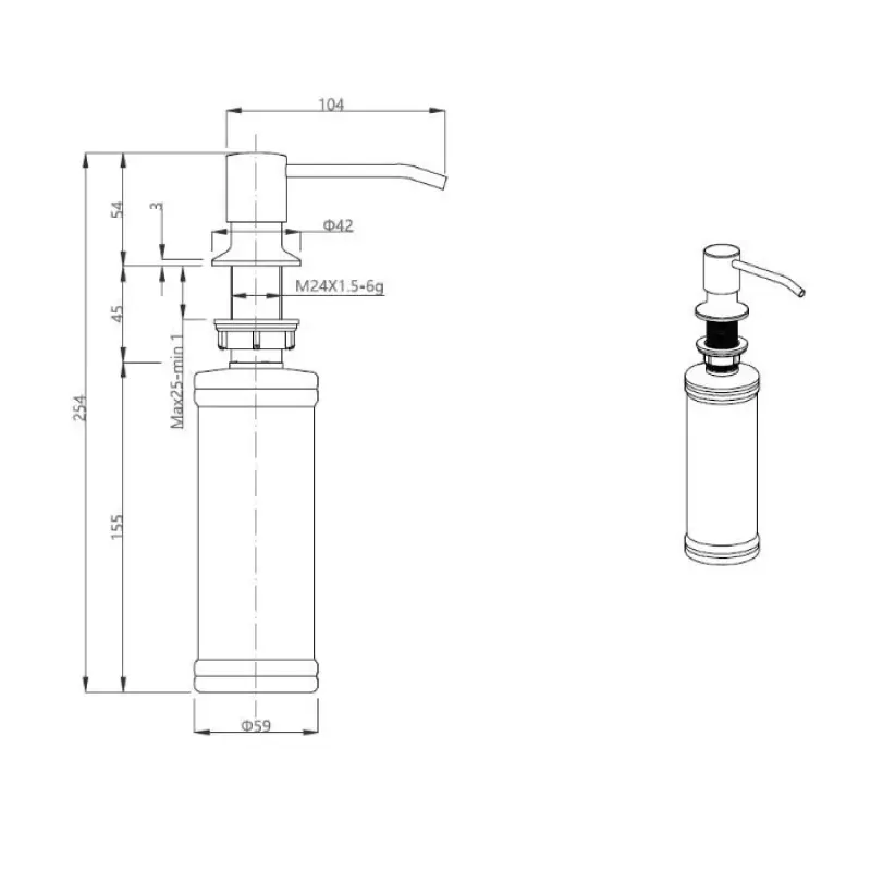 Quadri Manchester Indbygget Sæbedispenser Rustfrit Stål - Genopfyldes fra Oven 1208967655