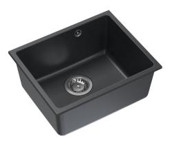 Quadri Elston Antracit Granit Undermonteret Vask 420x335mm med Rustfri Stål Prop 1208967660