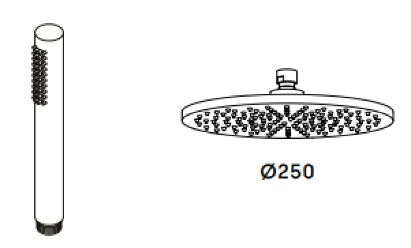 Waterevolution Flow termostatisk brusekombination med regnbruser messing natur 250mm T141TN25LE