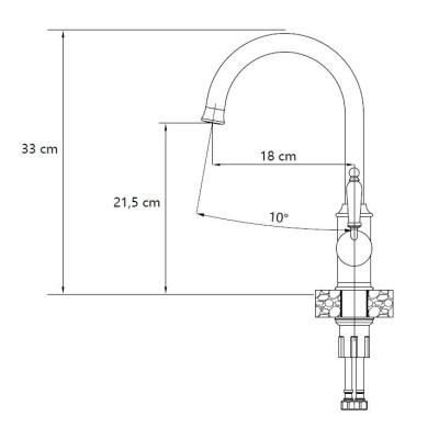 Quadri Workshop Klassisk Nostalgisk Sort med PVD Guld Finish Køkkenarmatur med Keramisk Håndtag 1208967725