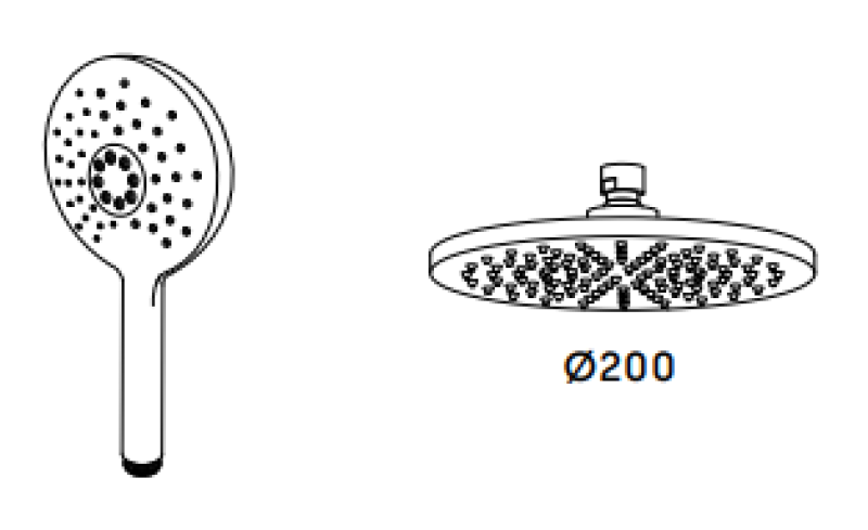 Waterevolution Flow termostatisk bruser kombination med regnbruser mat hvid 200mm rund T141TNRBR