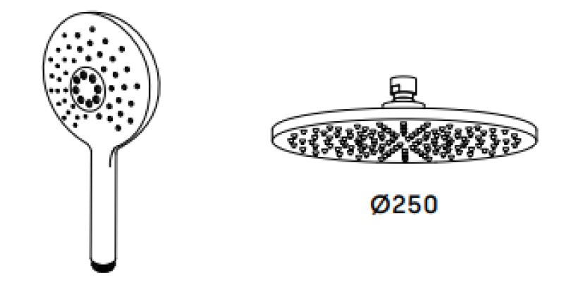 Waterevolution Flow termostatisk bruserkombination med regnbruser mat sort 250mm rund T141TNR25PR