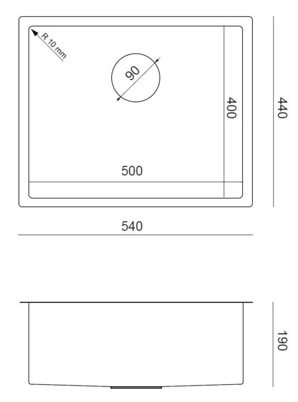 Aquadesign Zara RVS Vask 54x44 cm Underbygning, Planlimning og Overbygning med RVS Prop - 1208967759