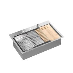 Aquadesign Vesta RVS Vask 76x49cm Overmontering og Planmontering med Hanehulbank, inklusive RVS Prop og Tilbehør - 1208967762