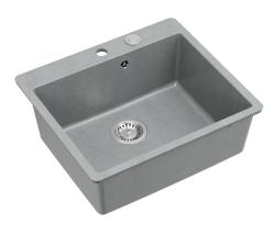 Quadri Sheffield Grå Granit Køkkenvask 57x50 cm med Hanehul og Rustfri Stål Prop - 1208967810