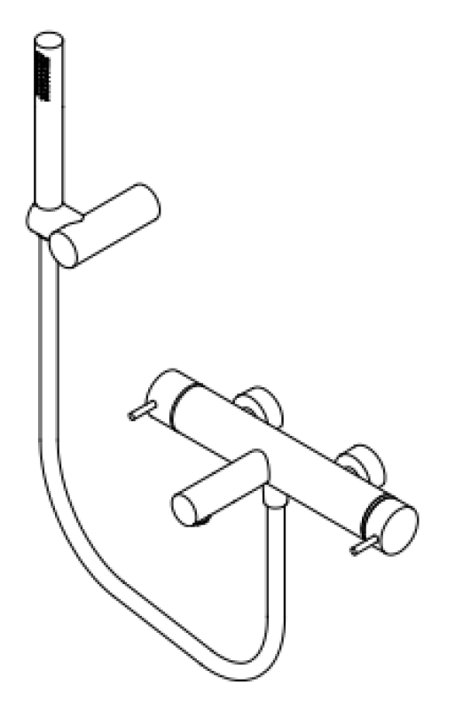 Waterevolution Flow tovejs bruserarmatur med håndbruser PVD Gun Metal T130NGME