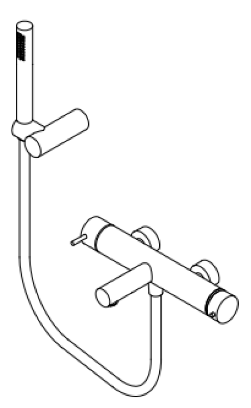 Waterevolution Flow termostatisk tovejs brusearmatur med håndbruser messing T130TNLE