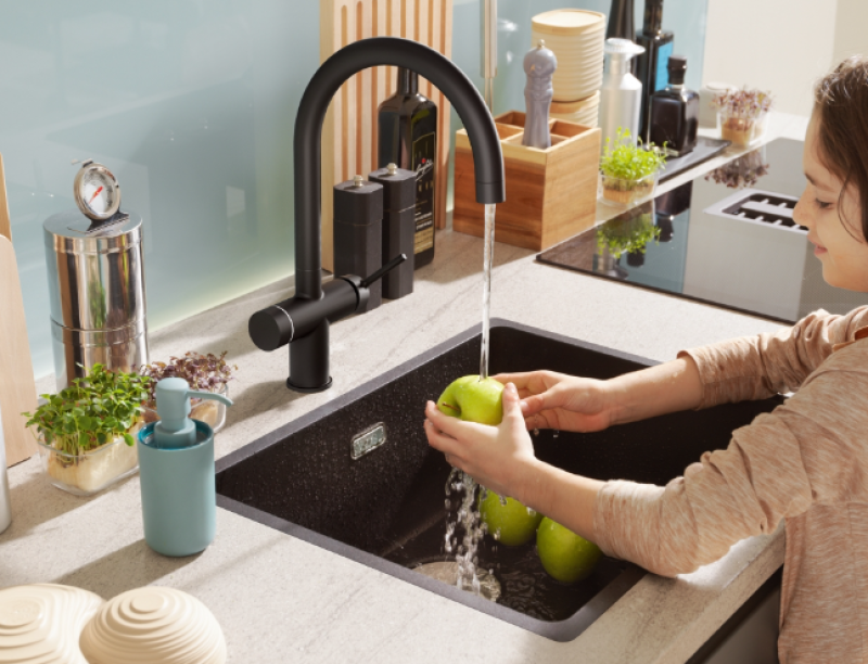 Franke Maris vandhub 7L kedel 3-i-1 med Touch elektronisk kogende vandhane mat sort med vandhub bypass 1208967856