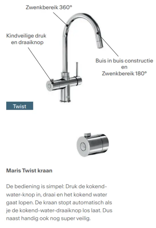 Franke Maris vandhub 4L kedel 3-i-1 med Twist mekanisk kogende vandhane rustfrit stål 160.0711.523