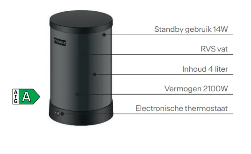 Franke Maris vandhub 4L kedel 3-i-1 med Twist mekanisk kogende vandhane i rustfrit stål med vandhub bypass 1208967859