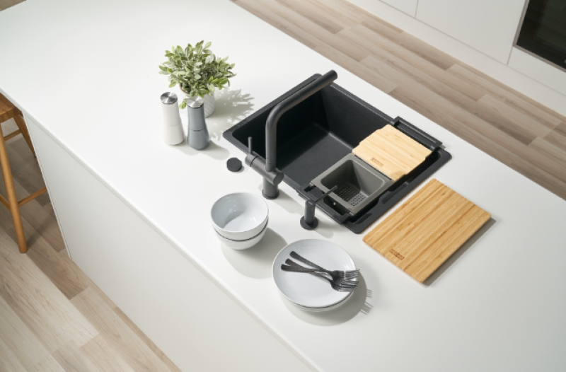 Franke Universal Tilbehør All-In Set 2 - Skærebræt, Plastindsats, Plastbakke og Teleskopbro 112.0655.482