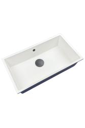GraniteMy Universal Stor Hvid Granit Vask 74x40 cm med gun metal prop - 1208967895