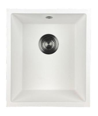 GraniteMy Universal hvid granitvask 34x40 cm hvid overflademontering og planmontering med gun metal-prop 1208967904