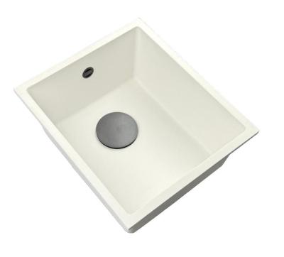 GraniteMy Universal hvid granitvask 34x40 cm hvid overflademontering og planmontering med gun metal-prop 1208967904