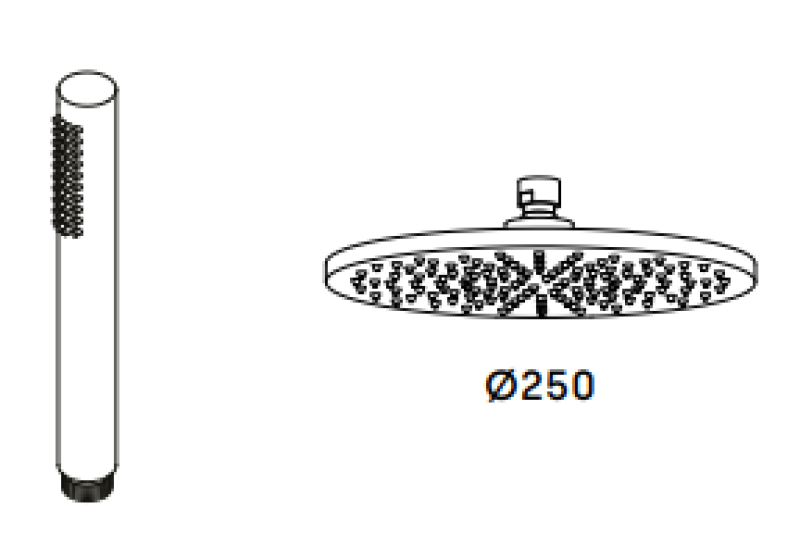 Waterevolution Flow trevejs bruseblander med hånd- og hovedbruser Messing 250mm T131N25LE