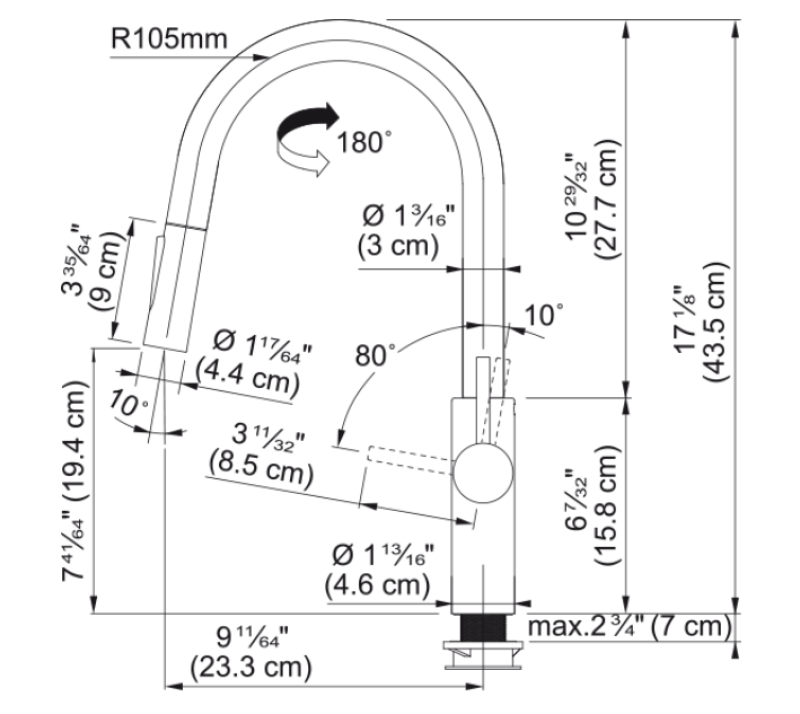 Franke Pescara J Énhånds Blandingsbatteri Sort med Udtrækkelig Tud og Sprayfunktion 115.0575.968