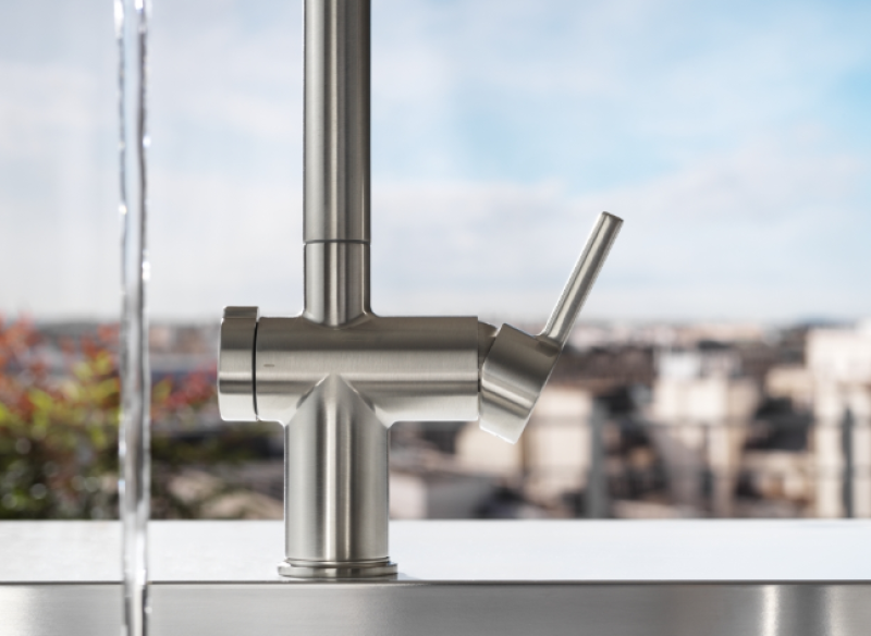 Franke Active Twist Enhåndsblander i rustfrit stål-look med udtrækkelig tud og integreret affaldsbetjening 115.0653.505