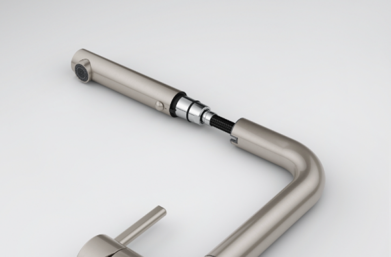 Franke Active Twist Enhåndsblander i rustfrit stål-look med udtrækkelig tud og integreret affaldsbetjening 115.0653.505