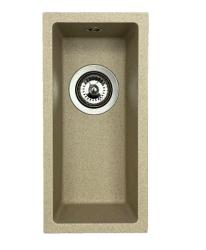 GraniteMy Universal granit beige sand lille vask 17x40 cm til indbygning, underbygning og planlimning med gun metal prop 1208968006