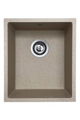 GraniteMy Universal granit beige sand køkkenvask 34x40 cm til påbygning, undermontering og planmontering med rustfrit stål prop 1208968007