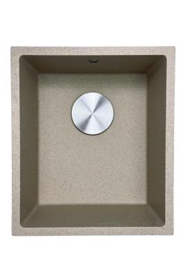 GraniteMy Universal granit beige sand køkkenvask 34x40 cm til påbygning, undermontering og planmontering med rustfrit stål prop 1208968007