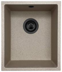 GraniteMy Universal granit beige sand vask 34x40 cm til overmontering, undermontering og planmontering med sort prop 1208968010