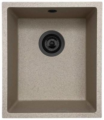 GraniteMy Universal granit beige sand vask 34x40 cm til overmontering, undermontering og planmontering med sort prop 1208968010