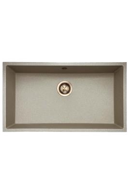 GraniteMy Universal granit beige sand vask 74x40 cm påbygning, underbygning og planmontering med kobberprop 1208968019