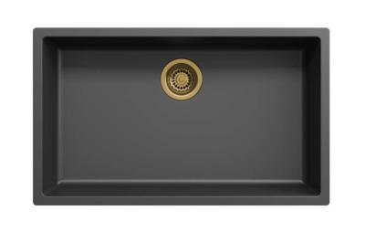 Sort stor vask 70 x 40 cm, undermonteret, overmonteret og fladmonteret med guldprop 1208968040