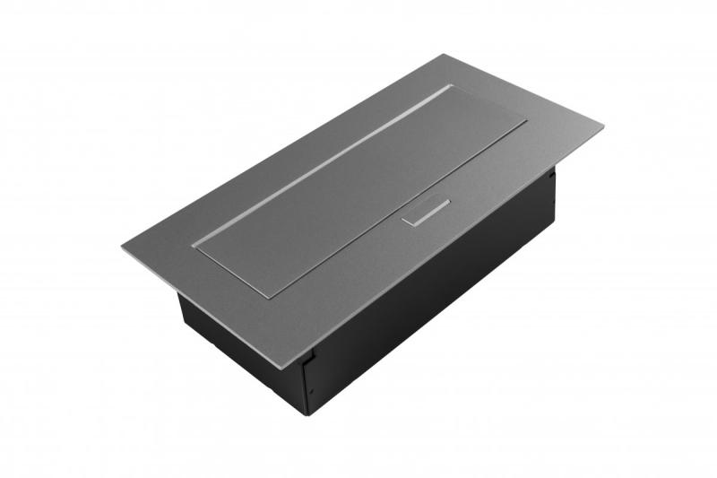 Møbelstikdåse 2x stik med jordforbindelse, USB A+C, strømkabel med stik, alu