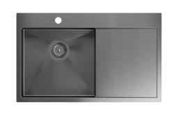 Aquadesign Clara Vask Gun Metal 78x48cm Overmontering eller Planlimning med Afdrypningsbakke, Armaturbank og Gun Metal Afløbsprop - 1208969498