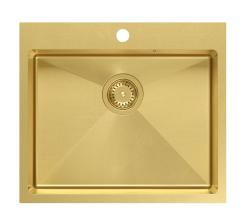 Aquadesign Clara Vask Guld 55x48cm Overmontering eller Planmontering med Haneområde og Guld Afløbsprop - 1208969504