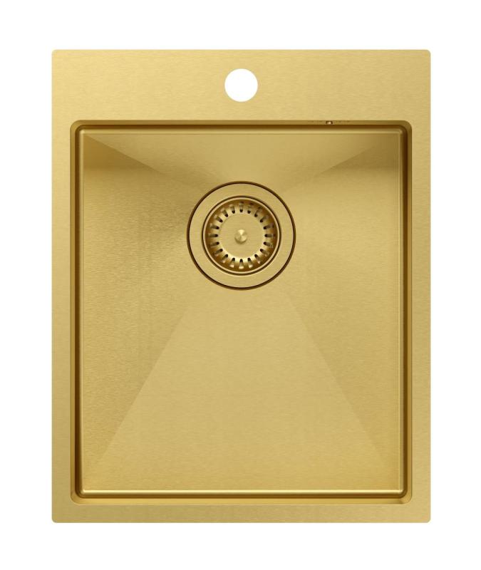 Aquadesign Clara Vask Guld 40x50cm Overmontering eller Planmontering med Hanehulsbank og Gylden Prop - 1208969506
