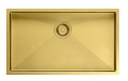 Aquadesign Zara Vask Guld 74x44cm Underbygning, Planlimning og Overmontering med Gylden Prop - 1208969509