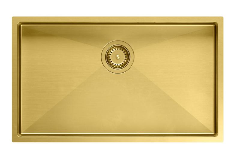 Aquadesign Zara Vask Guld 74x44cm Underbord, Flad indbygning og Overflademontering med Guldprop - 1208969509