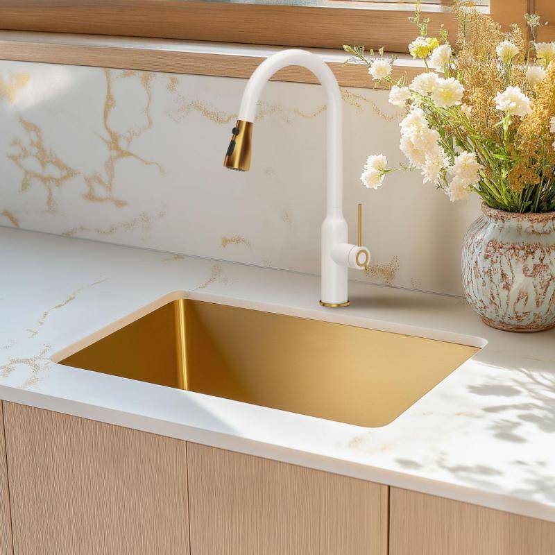 Aquadesign Zara Vask Guld 54x44cm Underbygning, Planlimning og Overbygning med Guld Prop - 1208969512