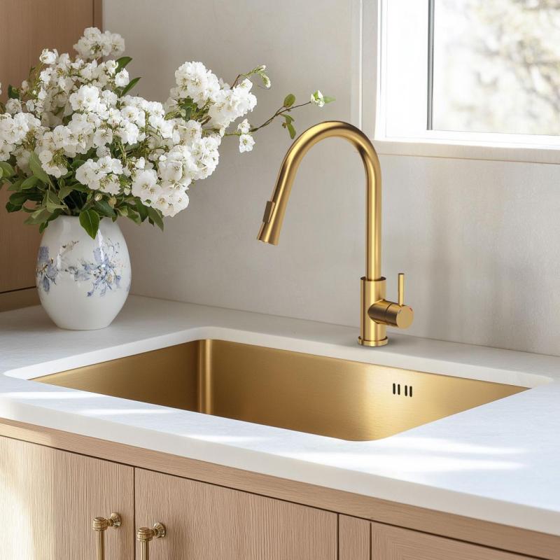 Aquadesign Zara Vask Guld 54x44cm Underbygning, Planlimning og Overbygning med Guld Prop - 1208969512