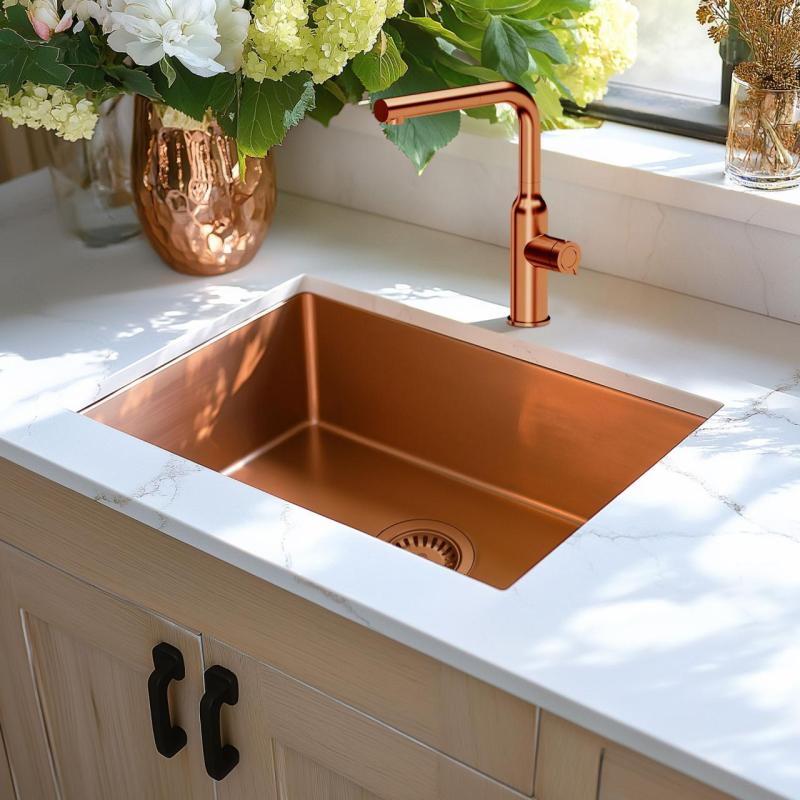 Aquadesign Zara Vask Kobber 54x44cm Undermontering, Planmontering og Overmontering med Kobber Prop - 1208969513