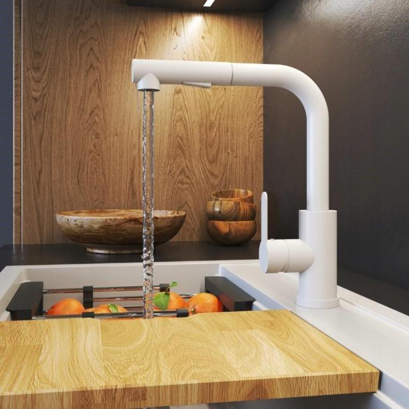 Graniteland Celeste Køkkenarmatur Hvid med Udtrækkelig Tud og Dobbelt-Funktion Håndbruser 1208969526