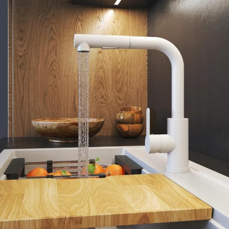 Graniteland Celeste Køkkenarmatur Hvid med Udtrækkelig Tud og Dobbelt-Funktion Håndbruser 1208969526