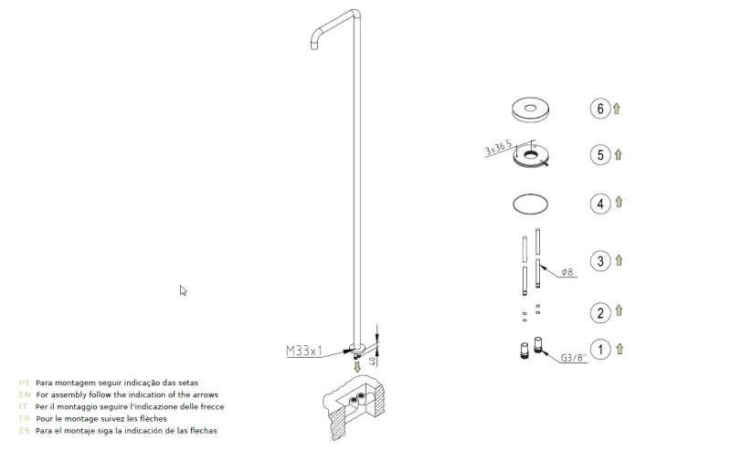 Waterevolution Flow pool bruser bruserstang kun koldt vand kobber børstet T145CPE