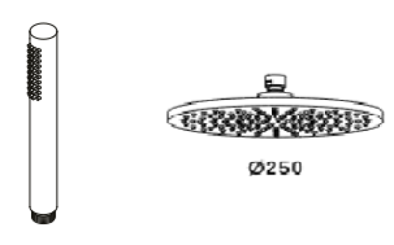 Waterevolution Flow termostatisk tre-vejs bruserblander med hånd- og hovedbruser gun metal 250mm T131TN25GME