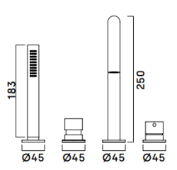 Waterevolution Flow 4-huls Badekran til Badekarsmontage Hvid H T138HBR