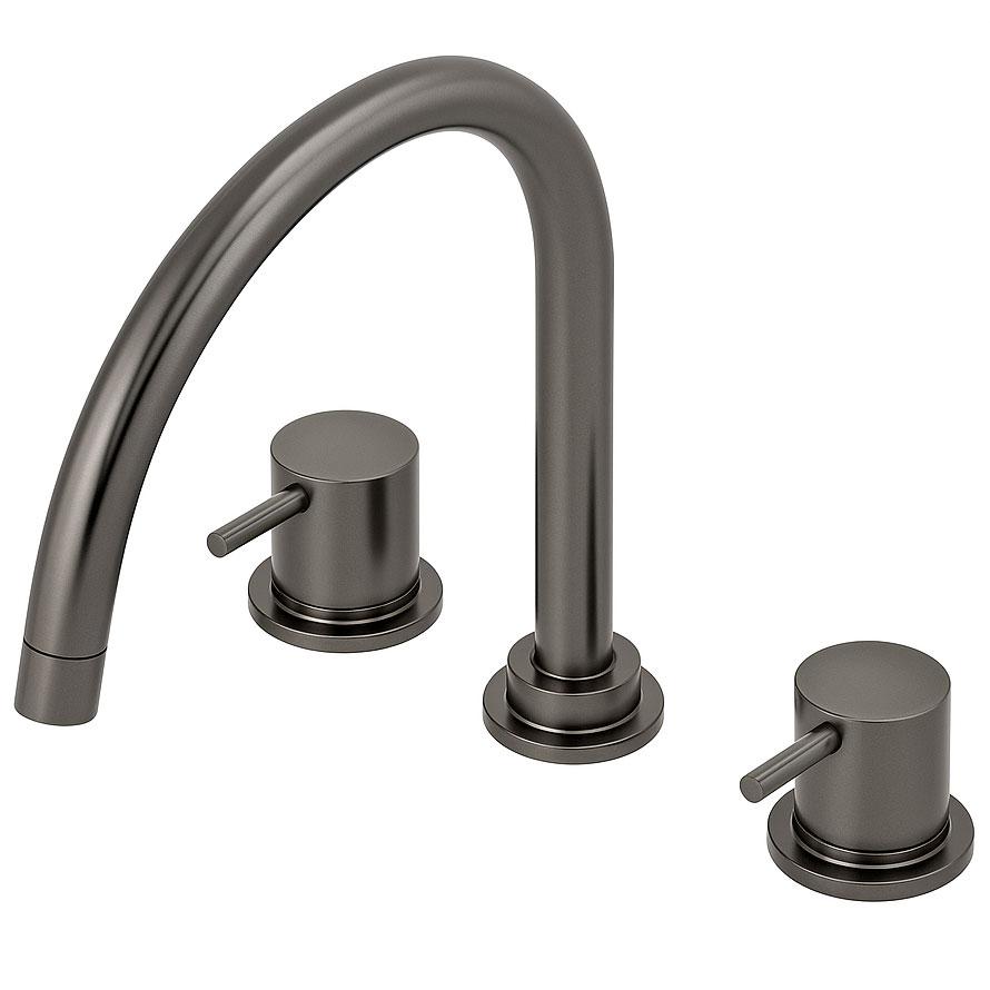 Waterevolution Flow 3-huls køkkenarmatur med drejelig tud og tilslutning til filtreret vand, gun metal T152UGME