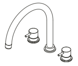 Waterevolution Flow 3-huls køkkenarmatur med drejelig tud og tilslutning til filtreret vand kobber T152UCPE