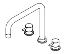 Waterevolution Flow 3-huls vinklet køkkenarmatur med drejelig tud og tilslutning til filtreret vand krom T152H01